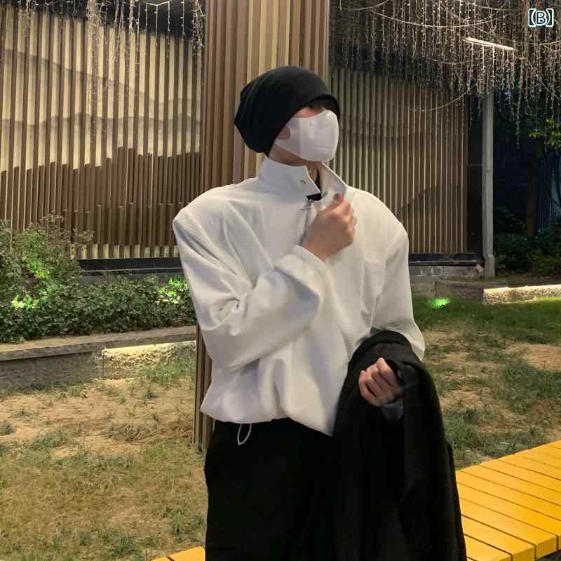 メンズ ファッション 春夏 秋冬 かっこいい オシャレ モテ 男性用 紳士服 服 韓国 シンプル 大人 メンズ ワッフルタンドカー ハーフ ジップ ウェットシャツ アメリカン レトロ 無地 長袖 ジャケット