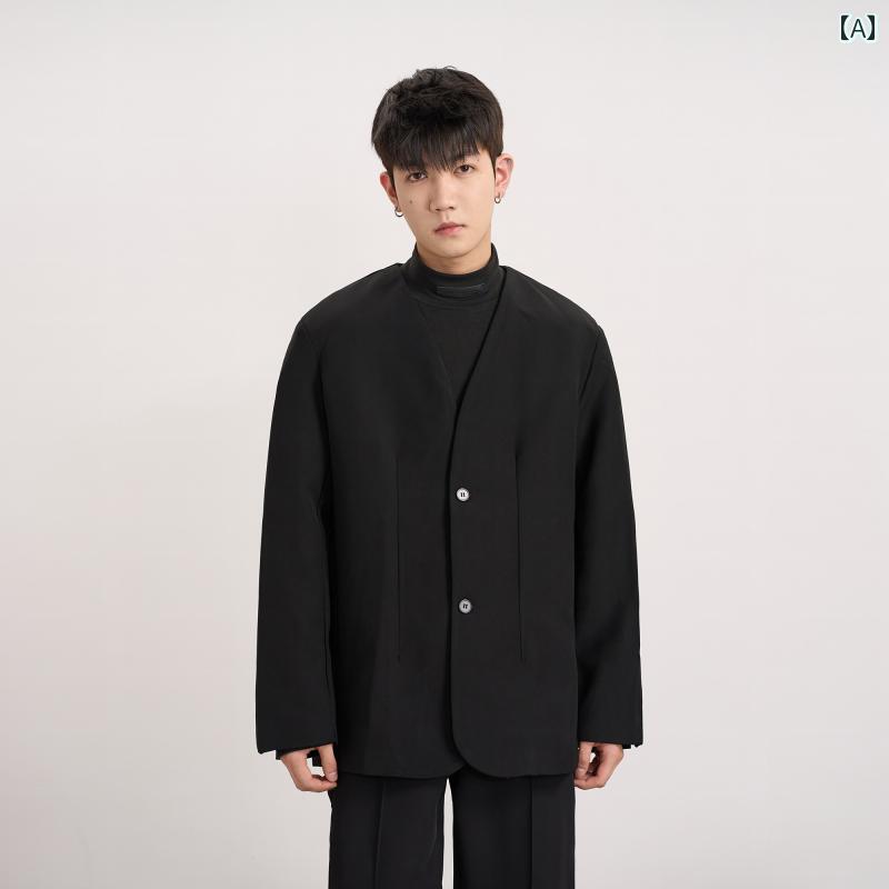 樂天商城 - メンズ ファッション 春夏 秋冬 かっこいい オシャレ モテ 男性用 紳士服 服 韓国 シンプル 大人 ショルダーパッドノー カー ーツ ジャケット メンズ 春秋 カジュアル トップ シングル ーツ