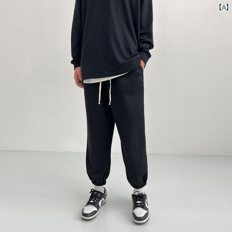 Rakuten - メンズ ファッション 春夏 秋冬 かっこいい オシャレ モテ 男性用 紳士服 服 韓国 シンプル 大人 テリー カジュアル カフ レギン ウェットパンツ 男子用 トリート トレート 春秋 夏 薄手 ポーツ パンツ