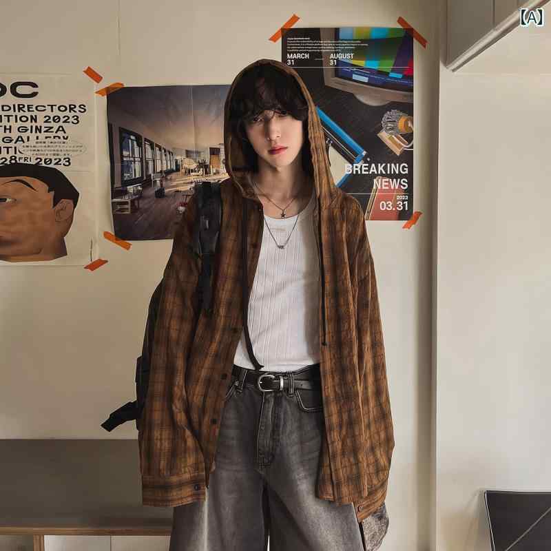 Rakuten - メンズ ファッション 春夏 秋冬 かっこいい オシャレ モテ 男性用 紳士服 服 韓国 シンプル 大人 アメリカン レトロ マイ ード チェッ シャツ メンズ 長袖 春秋 ゆったり カップル チェッ シャツ ジャケット