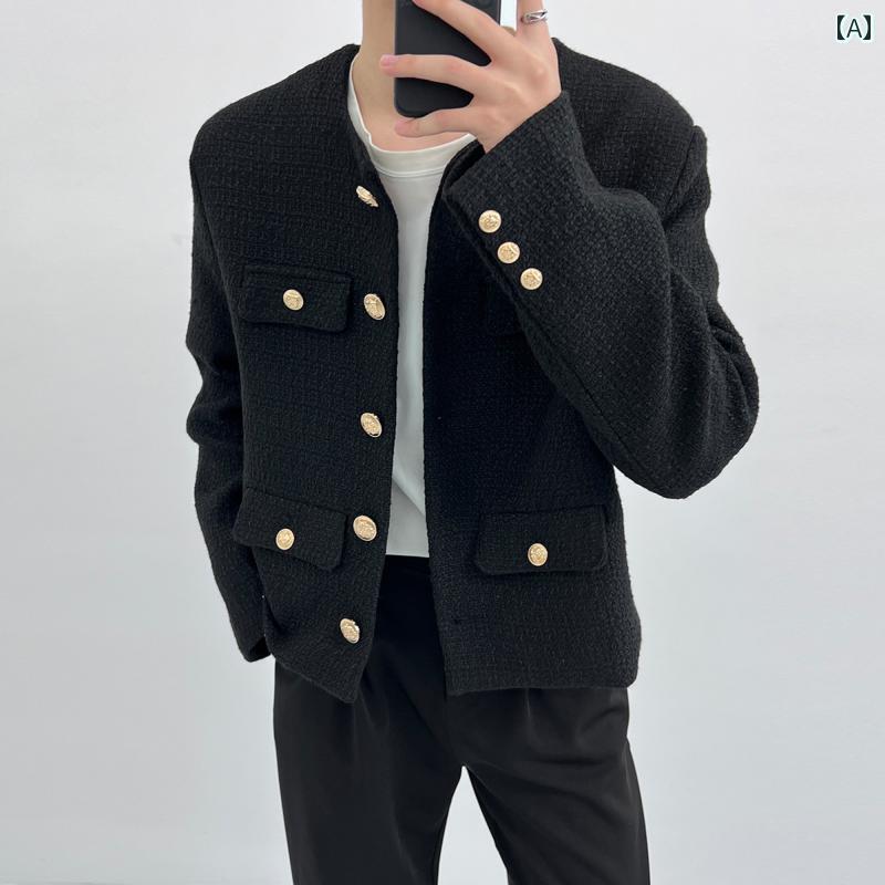 メンズ ファッション 春夏 秋冬 かっこいい オシャレ モテ 男性用 紳士服 服 韓国 シンプル 大人 ジャケット メンズ ハイエンド フレンチ スーツ 春秋 ハイエンド ショート ジャケット