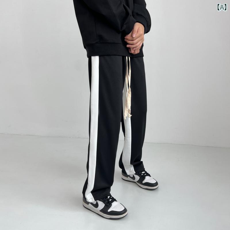 Easy-Fit Pants - メンズ ファッション 春夏 秋冬 かっこいい オシャレ モテ 男性用 紳士服 服 韓国 シンプル 大人 メンズ スウェットパンツ 春秋 アメリカン ストリート ストレート スウェットパンツな ドレープ カップル ストレッチ フロア レングス ロング パンツ