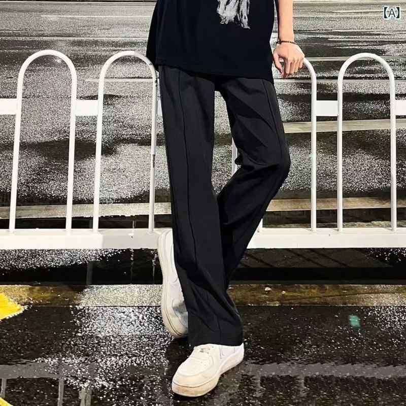 乐天商城 - メンズ ファッション 春夏 秋冬 かっこいい オシャレ モテ 男性用 紳士服 服 韓国 シンプル 大人 アメリカ ストリート カジュアル サイド ブレスト パンツ 男性用 ストレート 欧米 ファッション ドレープ ストリート スポーツ ロング パンツ