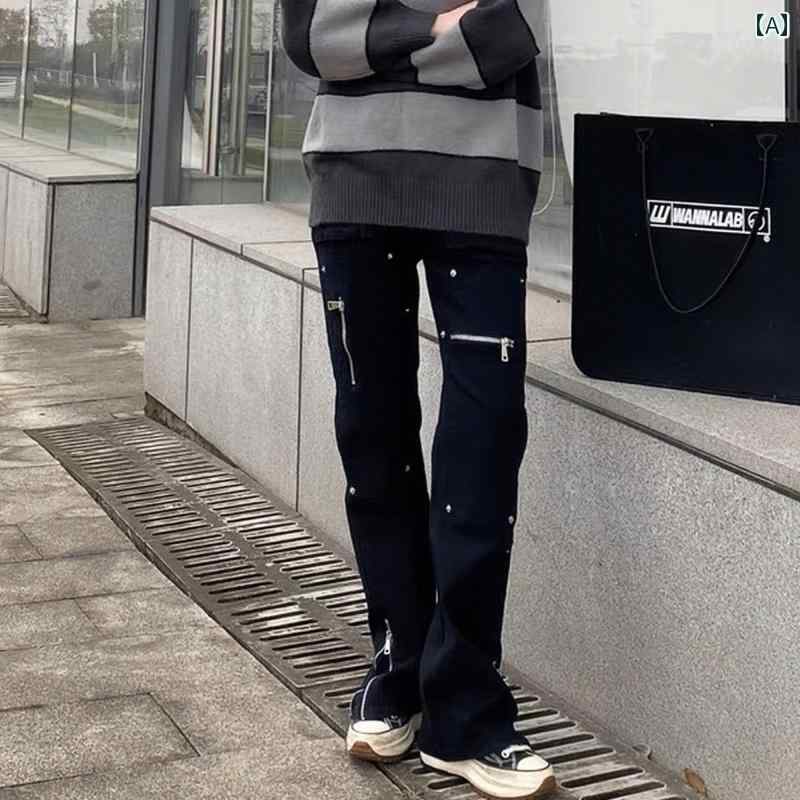 Rakuten - メンズ ファッション 春夏 秋冬 かっこいい オシャレ モテ 男性用 紳士服 服 韓国 シンプル 大人 アメリカン ストリート 機能 ジッパー ジーンズ 男性用 ストレート レッグ ロギング ワークウェア カジュアル ロング パンツ