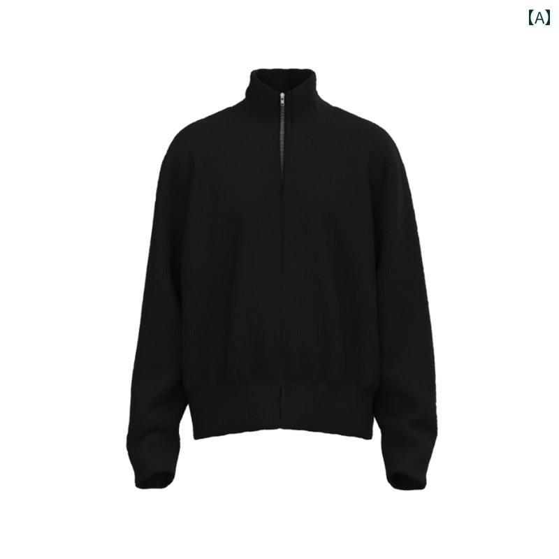 メンズ ファッション 春夏 秋冬 かっこいい オシャレ モテ 男性用 紳士服 服 韓国 シンプル 大人 マルジェラ ダブル ジッパー MM 6 19 AW タートルネック ウール セーター ジャケット メンズ ハイ グラム ヘビー カーディガン セーター