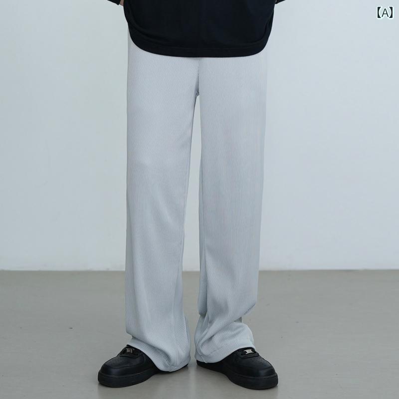 Rakuten - メンズ ファッション 春夏 秋冬 かっこいい オシャレ モテ 男性用 紳士服 服 韓国 シンプル 大人 春秋 男性用の ハイエンド プリーツ カジュアル パンツ ストレート ワイド レッグ スポーツ ドレープ スーツ ロング パンツ