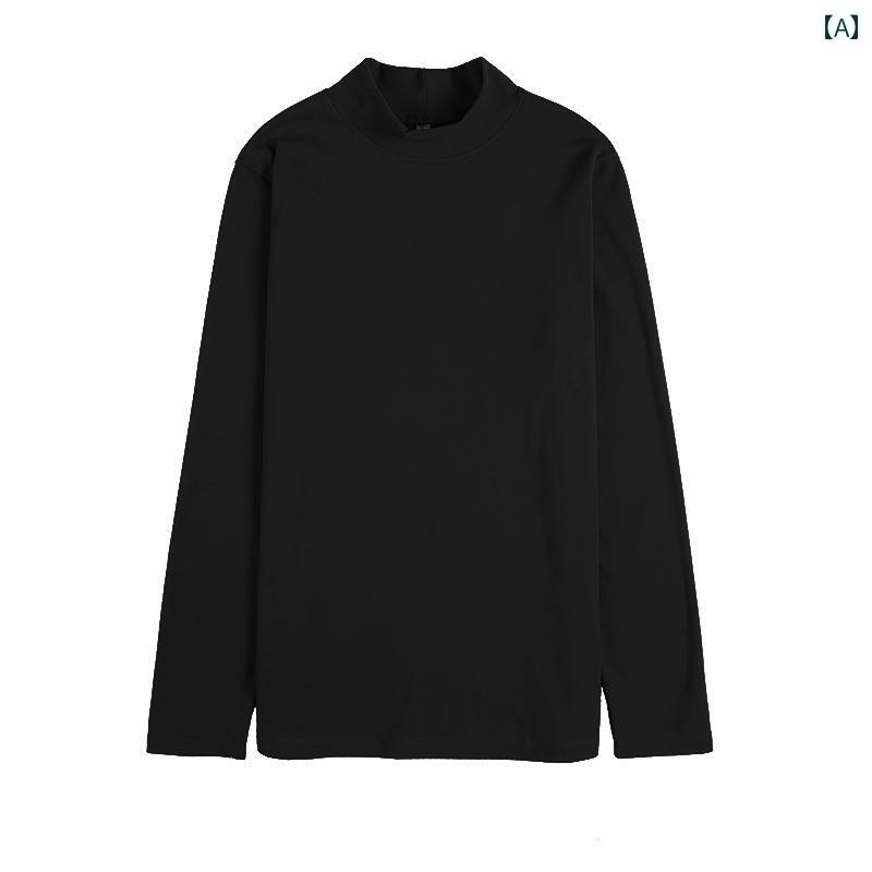 Rakuten - メンズ ファッション 春夏 秋冬 かっこいい オシャレ モテ 男性用 紳士服 服 韓国 シンプル 大人 冬 秋 男性用 ハーフ タートルネック ドイツ ベルベット 長袖 T シャツ 韓国 イン ソリッドカラー インナー ベース シャツ
