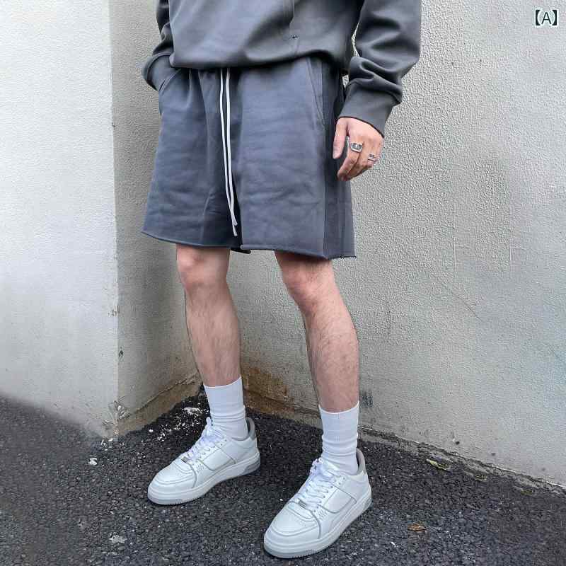 メンズ ファッション 春夏 秋冬 かっこいい オシャレ モテ 男性用 紳士服 服 韓国 シンプル 大人 アメリカン クリーン フィット フロント バックステッチ ロー エッジ ニット ショーツ メンズ サマー カジュアル スポーツ 五分丈 パンツ