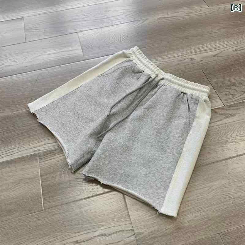 メンズ ファッション 春夏 秋冬 かっこいい オシャレ モテ 男性用 紳士服 服 韓国 シンプル 大人 アメリカン クリーン フィット フロント バックステッチ ロー エッジ ニット ショーツ メンズ サマー カジュアル スポーツ 五分丈 パンツ