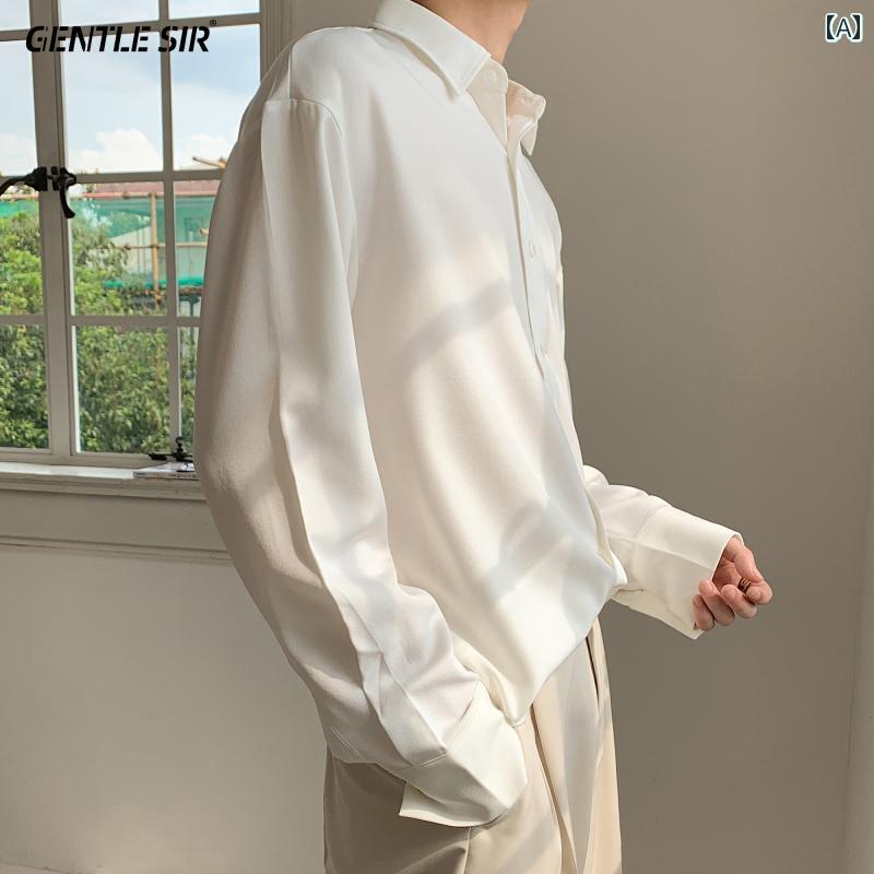 メンズ ファッション 春夏 秋 冬 かっこいい オシャレ モテ 男性用 紳士服 服 韓国 シンプル 大人 高級 白 シャツ メンズ 長袖 スーツ ノー アイロン ドレープ スーツ 春 秋 フォーマル ジャケット ドレープ シャツ
