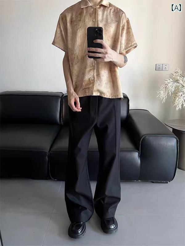メンズ ファッション 春夏 秋冬 かっこいい オシャレ モテ 男性用 紳士服 服 韓国 シンプル 大人 アメリカン クリーン フィット ウーステッド ウール ブレンド 立体 仕立て オールド マネー スタイル フレア パンツ メンズ カジュアル スーツ パンツ