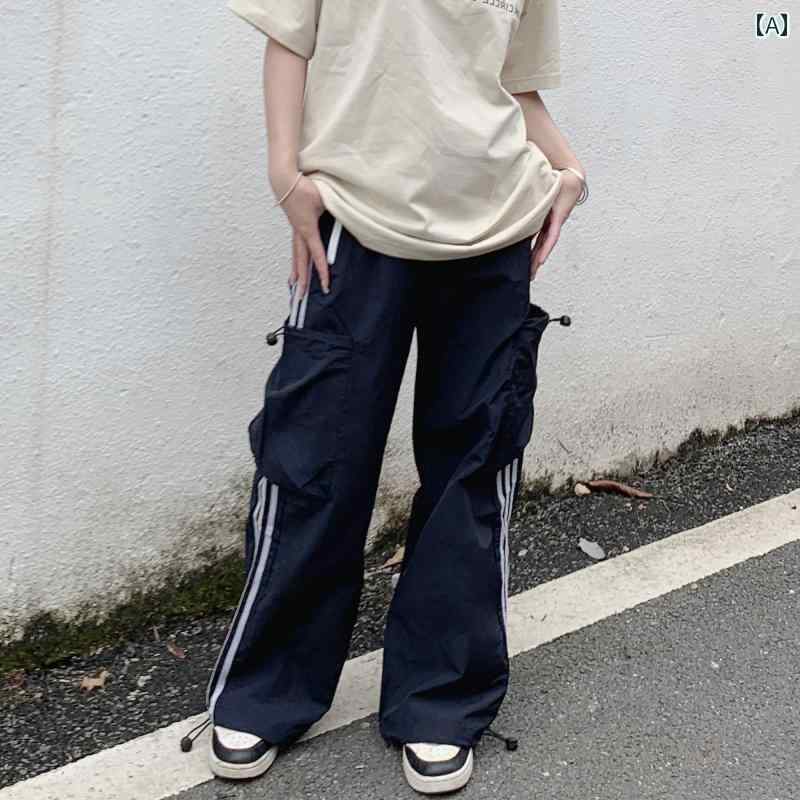 Rakuten - メンズ ファッション 春夏 秋冬 かっこいい オシャレ モテ 男性用 紳士服 服 韓国 シンプル 大人 ストリート アメリカン レトロ ストライプ スウェットパンツ メンズ ストレート ワイド レッグ カジュアル ロング パンツ