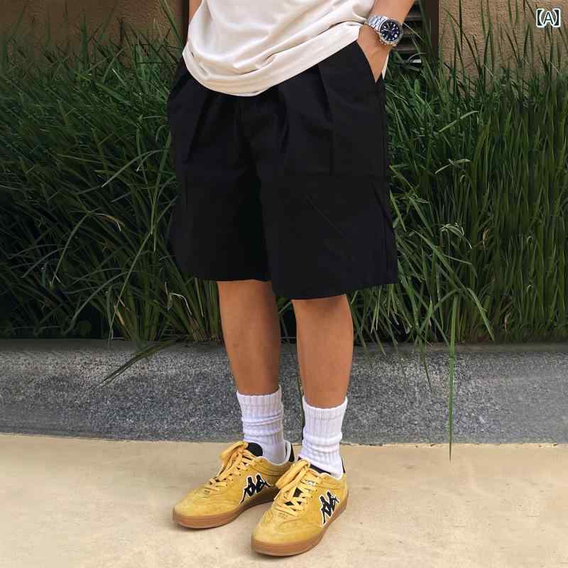 メンズ ファッション 春夏 秋冬 かっこいい オシャレ モテ 男性用 紳士服 服 韓国 シンプル 大人 アメリカン ダブルプリーツ シルエット アウトドア 速乾 ショーツ メンズ 夏 通気性 スポーツフィットネス ランニング 五分丈 式 パンツ