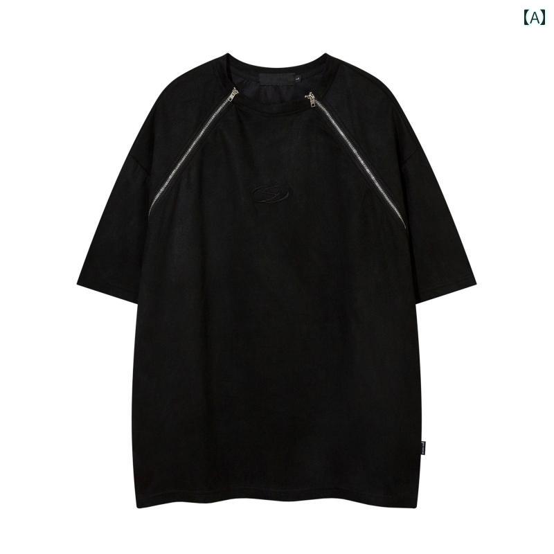 半袖Tシャツ メンズ ダブルメタルジッパーデザインフード付 2色 楽天市場】ダブル ファスナー(Tシャツ・カットソー|トップス