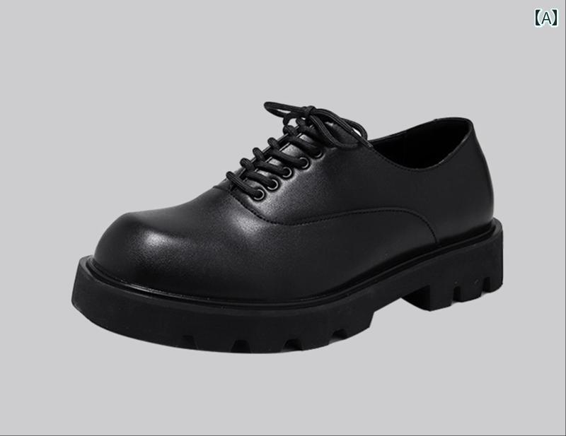 メンズ ファッション 春夏 秋 冬 かっこいい オシャレ モテ 男性用 韓国 シンプル 大人 メンズ 高級 スクエア 革靴 韓国 黒 ローファー ブリ ティッシュ カジュアル 増 量 厚底 ダービー シューズ