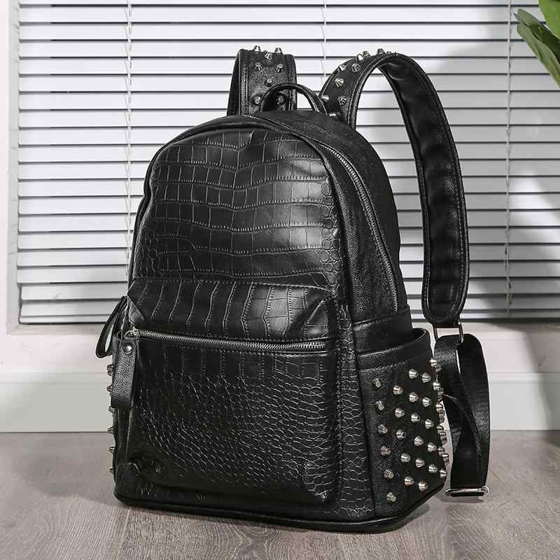 メンズ ファッション 春夏 秋　冬 かっこいい おしゃれ モテ 男性 紳士 バッグ 鞄 韓国 おすすめ スタッズ パソコン シンプル 高級 カジュアル ストリート ロック リュックサック