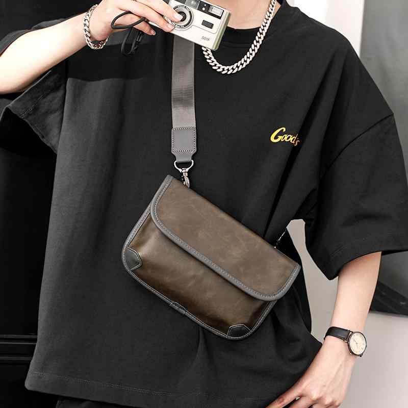 メンズ ファッション 春夏 秋　冬 かっこいい おしゃれ モテ 男性 紳士 バッグ 鞄 韓国 おすすめ レトロ チェスト カジュアル シンプル 高級 メッセンジャー ショルダー