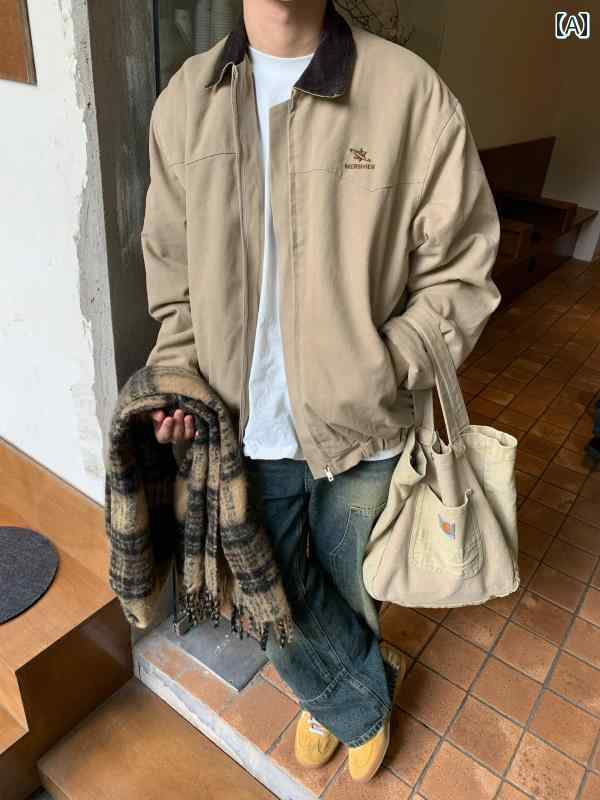 樂天商城 - メンズ ファッション 春夏 秋冬 かっこいい オシャレ モテ 男性用 紳士服 服 韓国 シンプル 大人 クリーン フィット ウォッシュド カジュアル ジャケット メンズ アメリカン レトロ ファッション ストリート コート ハイ カット ス メンズ 着用 アドバイス 聞く