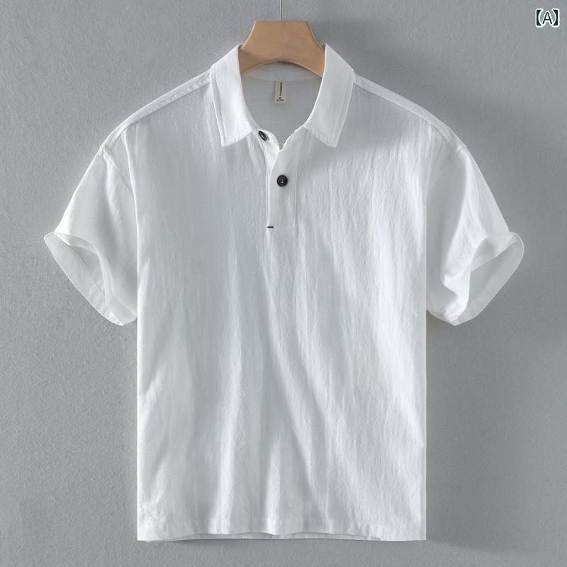 メンズ ファッション 春夏 秋冬 かっこいい オシャレ モテ 男性用 紳士服 服 韓国 シンプル 大人 中華風 ドロップ ショルダー コットンリネン 半袖 シャツ メンズ 夏 トップス 日焼け防止 リネン プルオーバー T シャツ 半袖 スクエアネック ポロシャツ