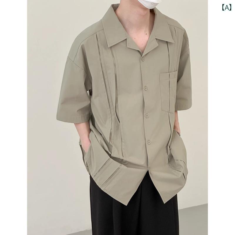 Rakuten - メンズ ファッション 春夏 秋冬 かっこいい オシャレ モテ 男性用 紳士服 服 韓国 シンプル 大人 高級の 半袖 シャツ メンズ 夏 ゆったり カジュアル 個性 キューバ カラー 薄手 シャツ