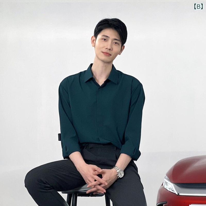 メンズ ファッション 春夏 秋冬 かっこいい オシャレ モテ 男性用 紳士服 服 韓国 シンプル 大人 春夏 韓国 長袖 シャツ メンズファッション ドレープ ヤッピー 薄手 シャツ ナポリ 禁欲 ジャケット メンズ