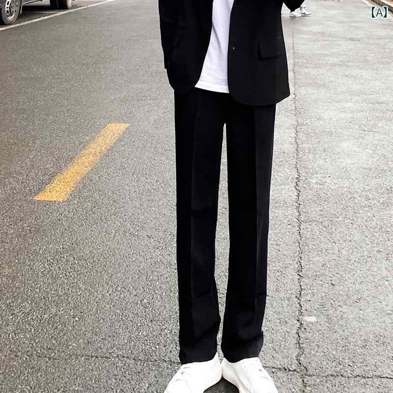 Rakuten - メンズ ファッション 春夏 秋冬 かっこいい オシャレ モテ 男性用 紳士服 服 韓国 シンプル 大人 メンズ ズボン ゆったり ストレート パンツ カジュアル パンツ スーツ パンツ 高級 ドレープ モップ パンツ 英国風 アイロン