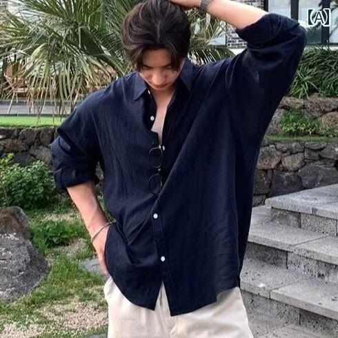 メンズ ファッション 春夏 秋冬 かっこいい オシャレ モテ 男性用 紳士服 服 韓国 シンプル 大人 韓国 のの ダーク ブルーの 綿 麻の 薄手 長袖 シャツ メンズ ゆったり 休日 シャツ メンズ ファッション 春夏 秋冬 かっこいい オシャレ モテ 男性用 紳士服 服 韓国 シンプル 大人 韓国 のの ダーク ブルーの 綿 麻の 薄手 長袖 シャツ メンズ ゆったり 休日 シャツ