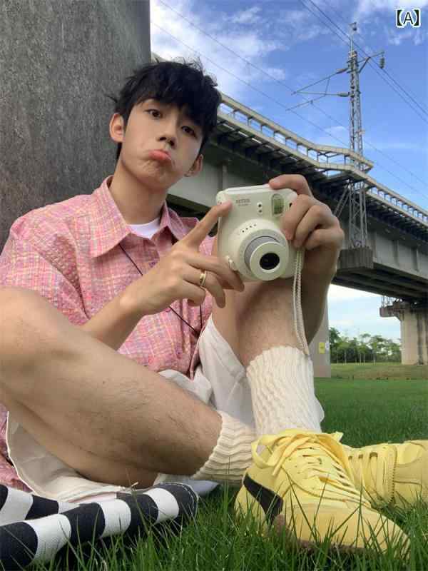 樂天商城 - メンズ ファッション 春夏 秋冬 かっこいい オシャレ モテ 男性用 紳士服 服 韓国 シンプル 大人 男の子のの 夏 ピンクの シアサッカー 半袖 シャツ ハイエンド ボーイッシュ ビーチ 旅行 シャツ アウター