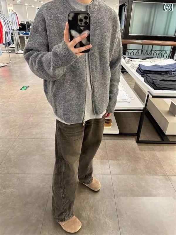 樂天商城 - メンズ ファッション 春夏 秋冬 かっこいい オシャレ モテ 男性用 紳士服 服 韓国 シンプル 大人 秋冬 ファッション グレーカーディガン メンズ クリーン フィット アメリカン レトロ ニット セーター スタイル ハイエンド セーター メンズ