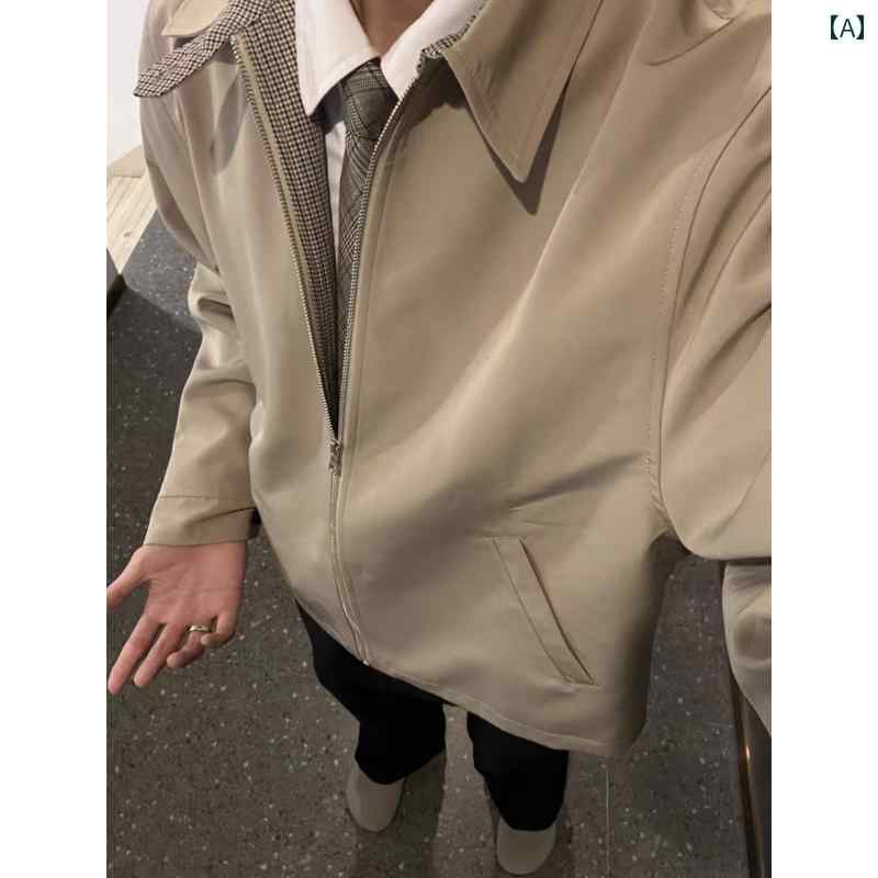 Rakuten - メンズ ファッション 春夏 秋冬 かっこいい オシャレ モテ 男性用 紳士服 服 韓国 シンプル 大人 春の 千鳥格子 柄 裏地 ハリントン ジャケット メンズ クリーン フィット カジュアル 快適 ショート カーディガンジャケット
