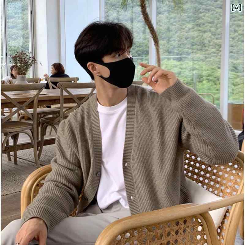 メンズ ファッション 春夏 秋　冬 かっこいい オシャレ モテ 男性用 紳士服 服 韓国 シンプル 大人 韓国 カーディガン セーター メンズ 秋　冬 韓国 高級な ゆったり 無地 ニット セーター ジャケット
