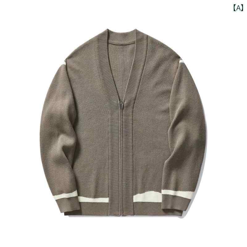 メンズ ファッション 春夏 秋冬 かっこいい オシャレ モテ 男性用 紳士服 服 韓国 シンプル 大人 Dormi Vネック ジッパー カーディガン セーター メンズ 韓国 メンズ ジャケット 春秋 軽量 大人 スタイル カジュアル ニット ジャケット