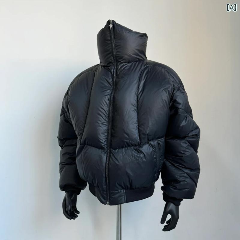 メンズ ファッション 春夏 秋冬 かっこいい オシャレ モテ 男性用 紳士服 服 韓国 シンプル 大人 メンズ用 ブラック スタンドカラー ダウン ジャケット 冬 クール ハイエンド 感 アメリカン ストリート コットンジャケット