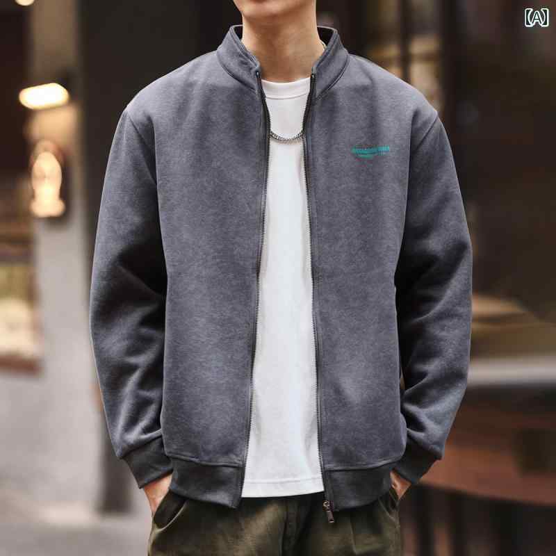 メンズ ファッション 春夏 秋冬 かっこいい オシャレ モテ 男性用 紳士服 服 韓国 シンプル 大人 グリーン ディア アメリカン レトロ カーディガン スタンドカラー トレーナー メンズ 秋冬 メンズ 大きいサイズ メンズ ジャケット 上着