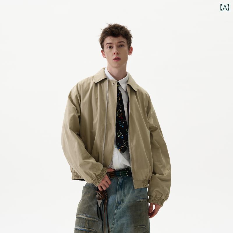 メンズ ファッション 春夏 秋冬 かっこいい オシャレ モテ 男性用 紳士服 服 韓国 シンプル 大人 アメリカン レトロ 両面 ショート ジャケット メンズ レディース用 カジュアル クリーン フィット トップ