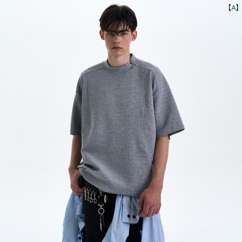 樂天商城 - メンズ ファッション 春夏 秋冬 かっこいい オシャレ モテ 男性用 紳士服 服 韓国 シンプル 大人 アメリカン デ コンストラクト スプライシング ストライプ T シャツ 男女兼用 ゆったり カジュアル 半袖 トップス
