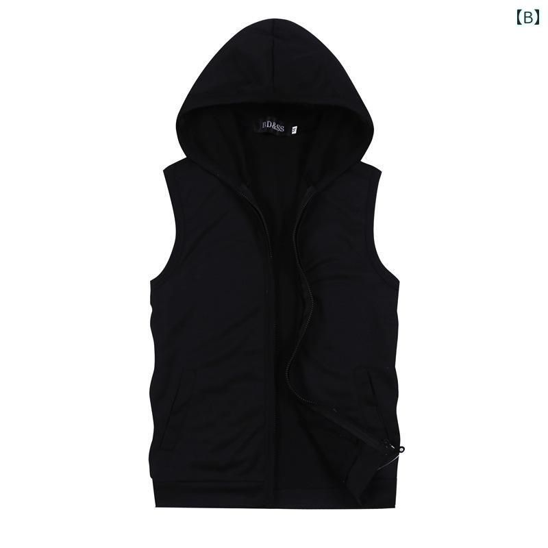 メンズ ファッション 春夏 秋冬 かっこいい オシャレ モテ 男性用 紳士服 服 韓国 シンプル 大人 夏 メンズ ノースリーブベスト ファッション カジュアル スリム フード付き ジャケット トップス メンズ ベスト