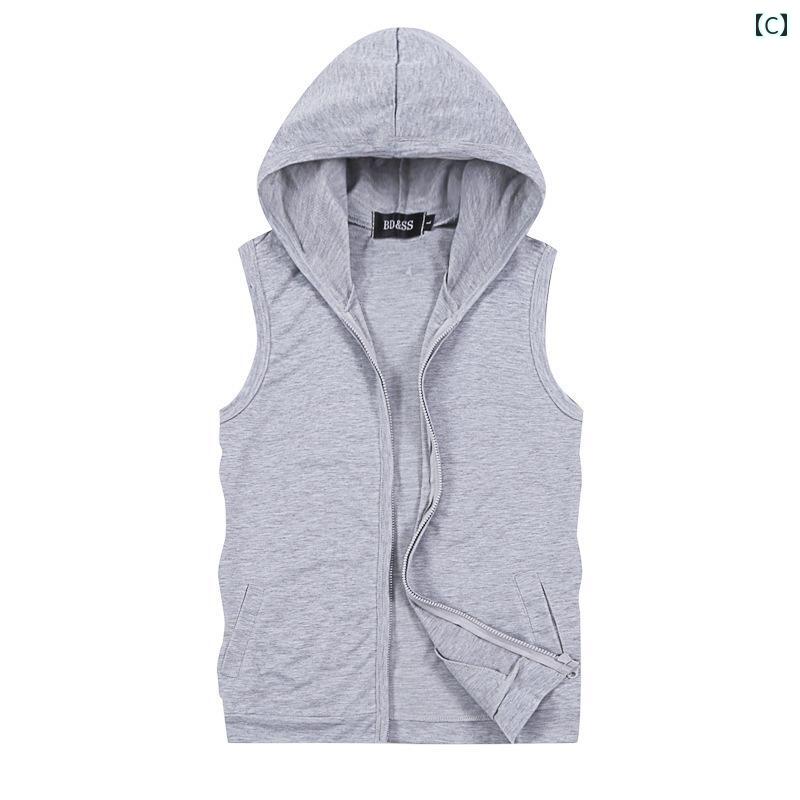 メンズ ファッション 春夏 秋冬 かっこいい オシャレ モテ 男性用 紳士服 服 韓国 シンプル 大人 夏 メンズ ノースリーブベスト ファッション カジュアル スリム フード付き ジャケット トップス メンズ ベスト