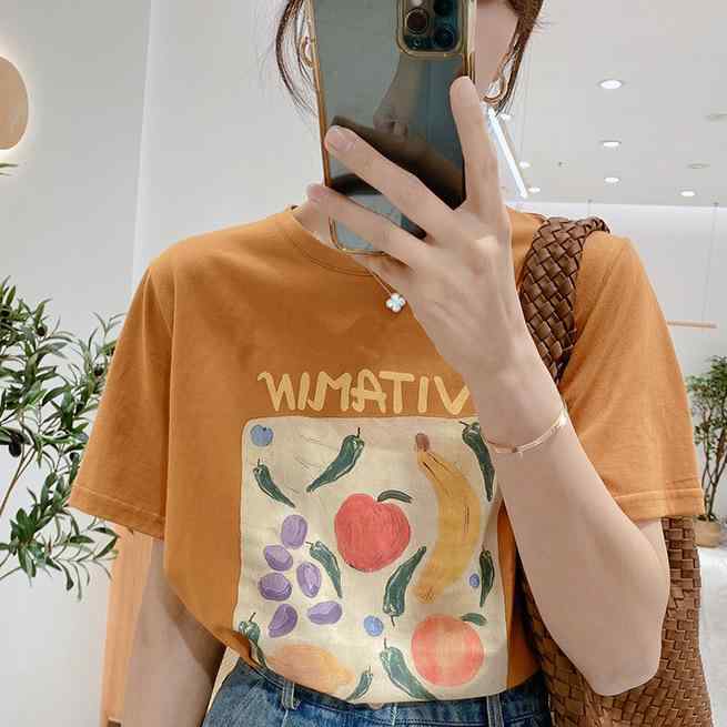 Other - レディース ファッション おしゃれ 春夏 秋　冬 大人 上品 高級 マダム ミス ミセス プレゼント ストレート　ショルダー　プリント　半袖　T　シャツ　　レディース　ラウンドネック　ゆったり　スリミング　トップス　夏服