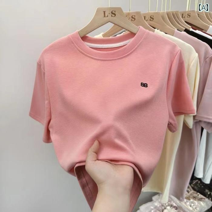 レディース ファッション おしゃれ 春夏 秋　冬 大人 上品 高級 マダム ミス ミセス プレゼント リブ　編み　コットン　　入り　スリムトップス　レディース　半袖　T　シャツ　夏　ゆったり　スリム　レッド　T　シャツ