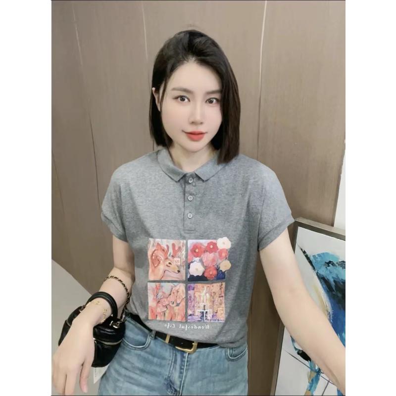 樂天商城 - レディース ファッション おしゃれ 春夏 秋　冬 大人 上品 高級 マダム ミス ミセス プレゼント 韓国　ファッション　プリントコットン　半袖　レディース　T　シャツ　大きいサイズ　　夏　スタイル　スリム