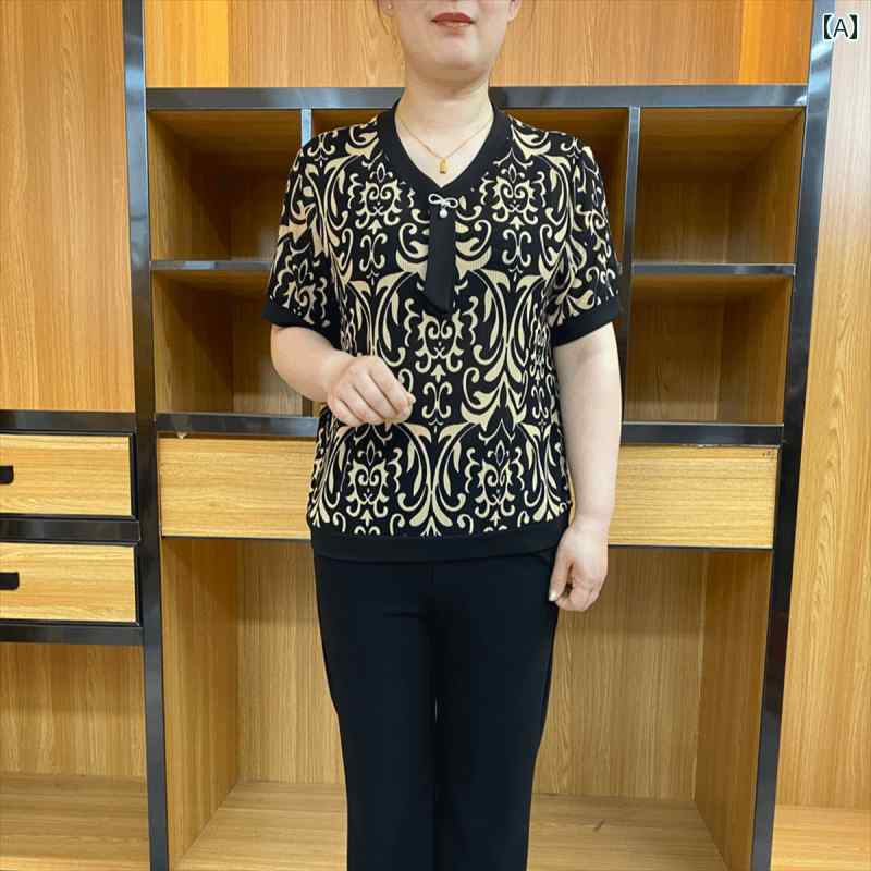 乐天商城 - レディース ファッション おしゃれ 春夏 秋　冬 大人 上品 高級 マダム ミス ミセス プレゼント ママ　夏　半袖　レディース　弾性　メッシュ　T　シャツゆったり　半袖　Vネック　冷感　トップ