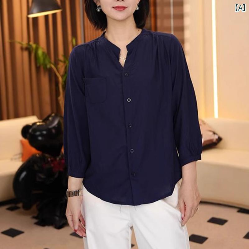 レディース ファッション おしゃれ 春夏 秋　冬 大人 上品 高級 マダム ミス ミセス プレゼント 夏　ファッション　無地　シャツ　女性　ゆったり　西洋　ドレス　長袖　T　シャツ　トップ