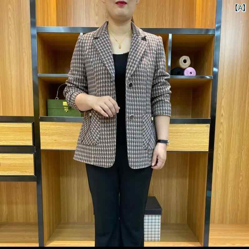 レディース ファッション おしゃれ 春夏 秋　冬 大人 上品 高級 マダム ミス ミセス プレゼント 女性　チェック柄　スーツ　ジャケット　春　ウエスト　痩せ　ショート　スーツ　トップス