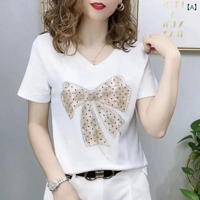 樂天商城 - レディース ファッション おしゃれ 春夏 秋　冬 大人 上品 高級 マダム ミス ミセス プレゼント 綿　夏　ファッション　ホット　半袖　T　シャツ　蝶プリントが　施　女性用　カバー　細く　見せ　カジュアル　ません