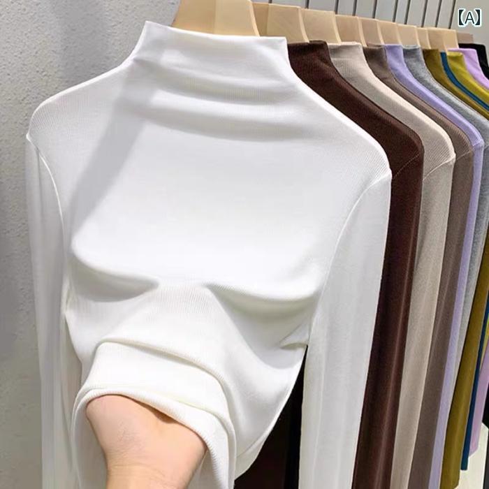 レディース ファッション おしゃれ 春夏 秋　冬 大人 上品 高級 マダム ミス ミセス プレゼント スタイリッシュ　　インナーウェア　ハーフ　ハイネック　スリムトップス　秋　冬　快適　シンプル　ソフト　肌　優しい　レイヤリング　シャツ