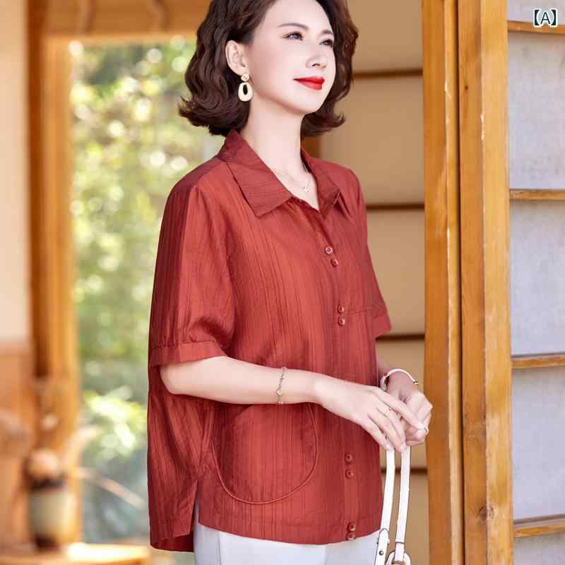 乐天商城 - レディース ファッション おしゃれ 春夏 秋　冬 大人 上品 高級 マダム ミス ミセス プレゼント ママ　夏　女性用　半袖　トップス　高齢者用　大きいサイズ　シャツ　シフォン　カーディガン　T　シャツ　小さい　シャツ