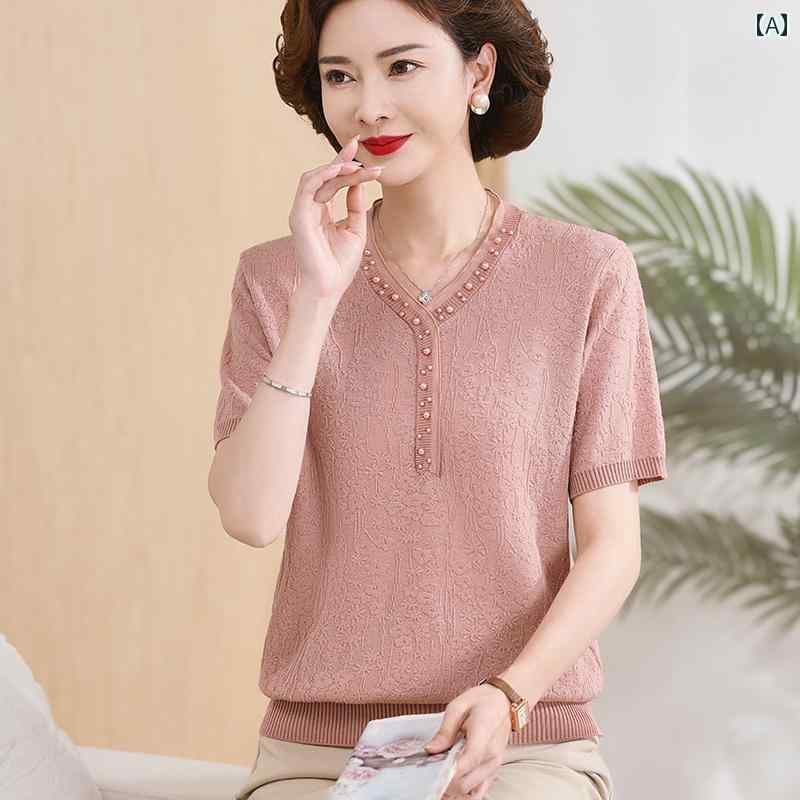 レディース ファッション おしゃれ 春夏 秋　冬 大人 上品 高級 マダム ミス ミセス プレゼント ママ　夏　冷感　ニット　半袖　スーツ　女性　夏　T　シャツ　小さい　シャツ　トップス　おしゃれ