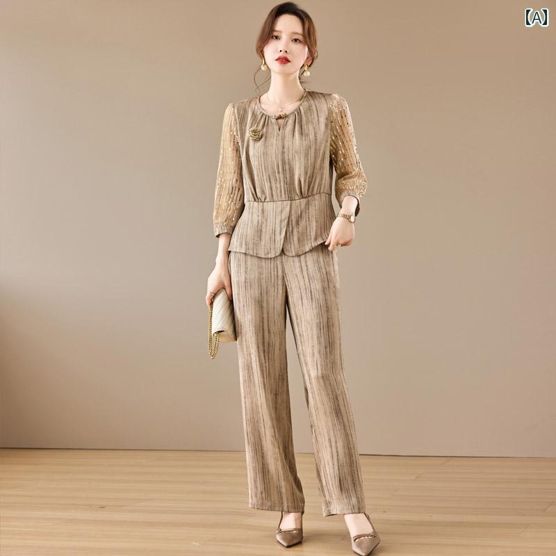 レディース ファッション おしゃれ 春夏 秋　冬 大人 上品 高級 マダム ミス ミセス プレゼント 高級夏　ドレス　ミドル丈袖　スーツ　新型　スタイリッシュ　トップス　若々しい　ツーピース　スーツ