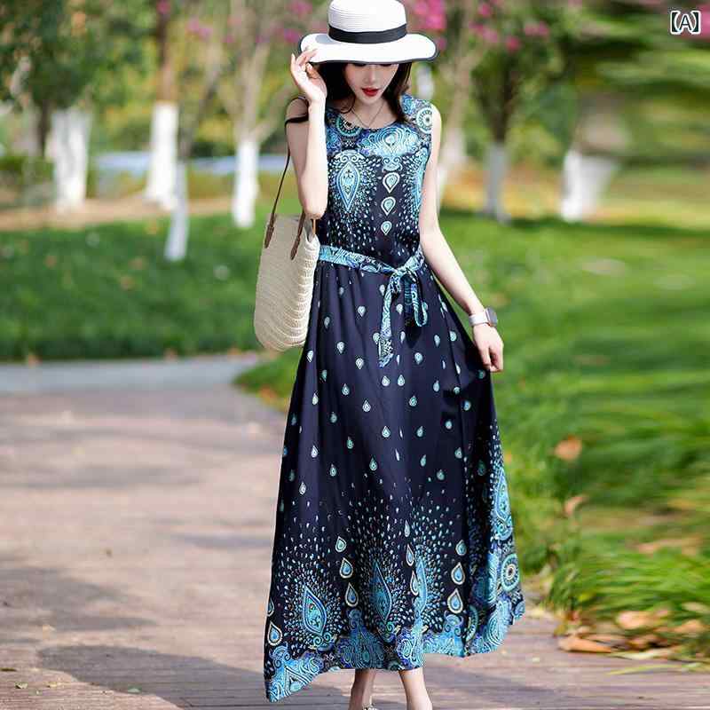 レディース ファッション おしゃれ 春夏 秋　冬 大人 上品 高級 マダム ミス ミセス プレゼント コットン　ナイトドレス　スリム　涼しい　海辺　装い　人工　コットン花柄　足首　丈ロング　ホリデー　スカート